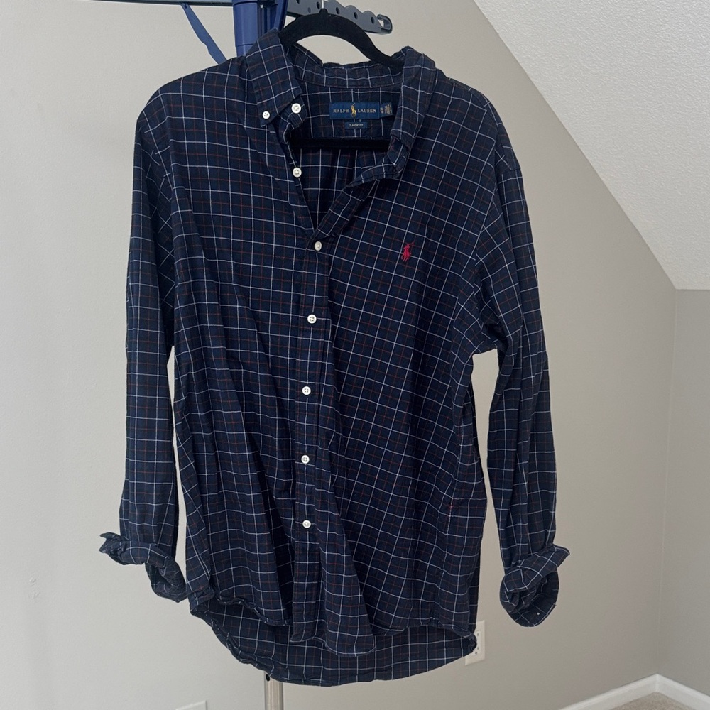 Ralph Lauren Men's Navy Checkered Shirt